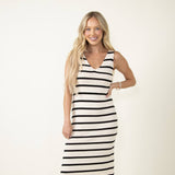 Stripe Midi Dress for Women in Black/Tan