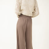 Smocked Waist Beach Pants for Women in Brown