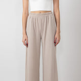 Thermal Wide Leg Pants for Women in Taupe