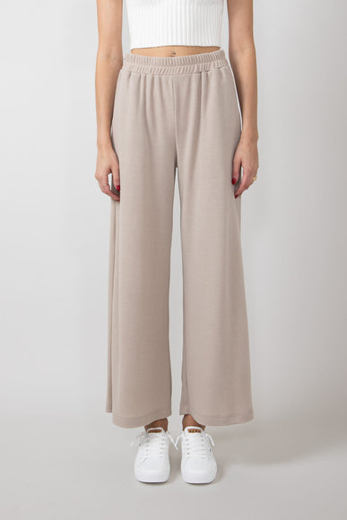 Thermal Wide Leg Pants for Women in Taupe