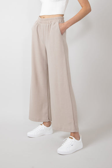 Thermal Wide Leg Pants for Women in Taupe