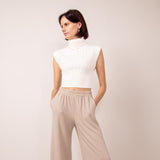 Thermal Wide Leg Pants for Women in Taupe