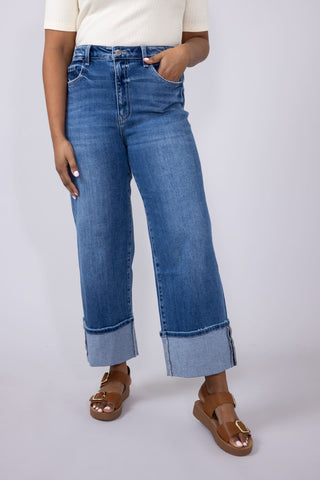 Flying Monkey High-Rise 90’s Vintage Cuffed Flare Jeans for Women