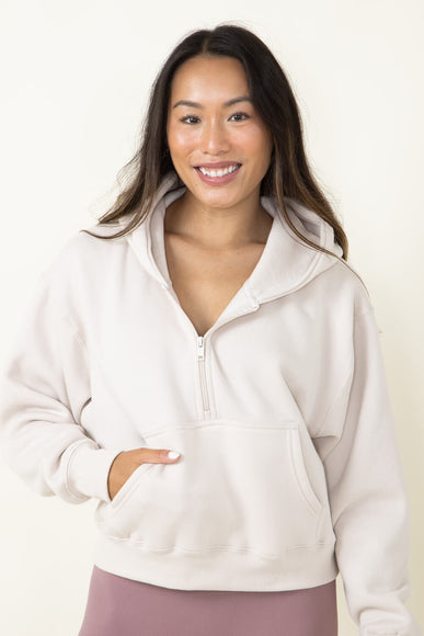 1897 Active Half Zip Fleece Hoodie for Women in Beige