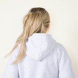 Half Zip Fleece Hoodie for Women in Ice Grey