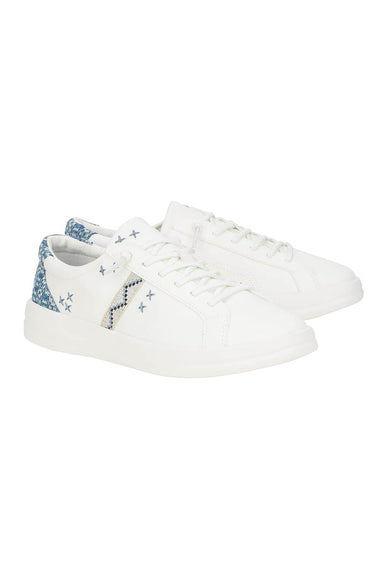 HEYDUDE Women’s Karina Crafted Boho Sneakers in White/Blue