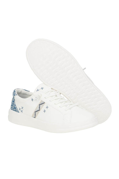 HEYDUDE Women’s Karina Crafted Boho Sneakers in White/Blue