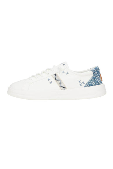 HEYDUDE Women’s Karina Crafted Boho Sneakers in White/Blue