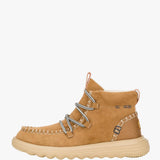 HEYDUDE Women’s Reyes Lace Up Leather Booties in Tan