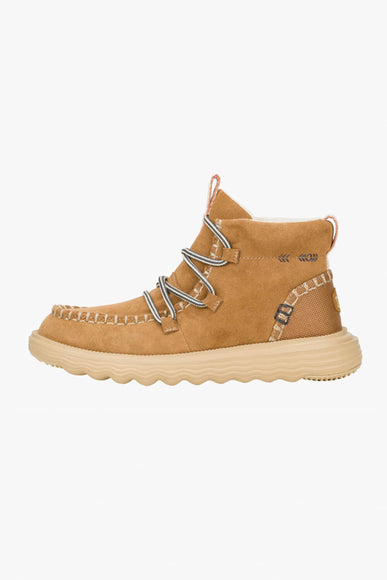 HEYDUDE Women’s Reyes Lace Up Leather Booties in Tan