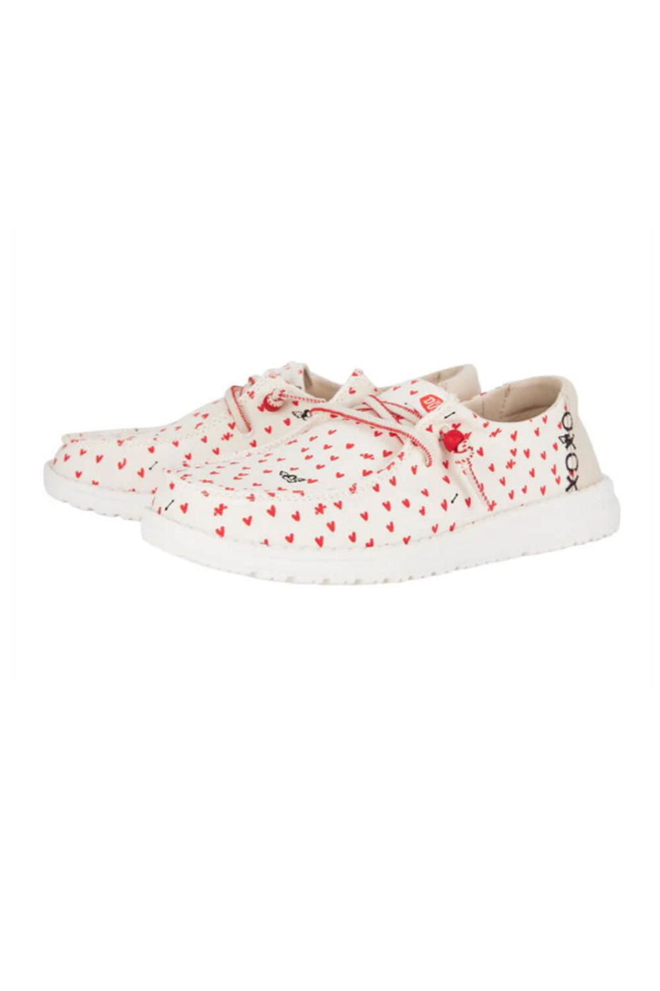 HEYDUDE Women's Wendy Hearts Shoes in White/Red | 40733-119 – Glik's