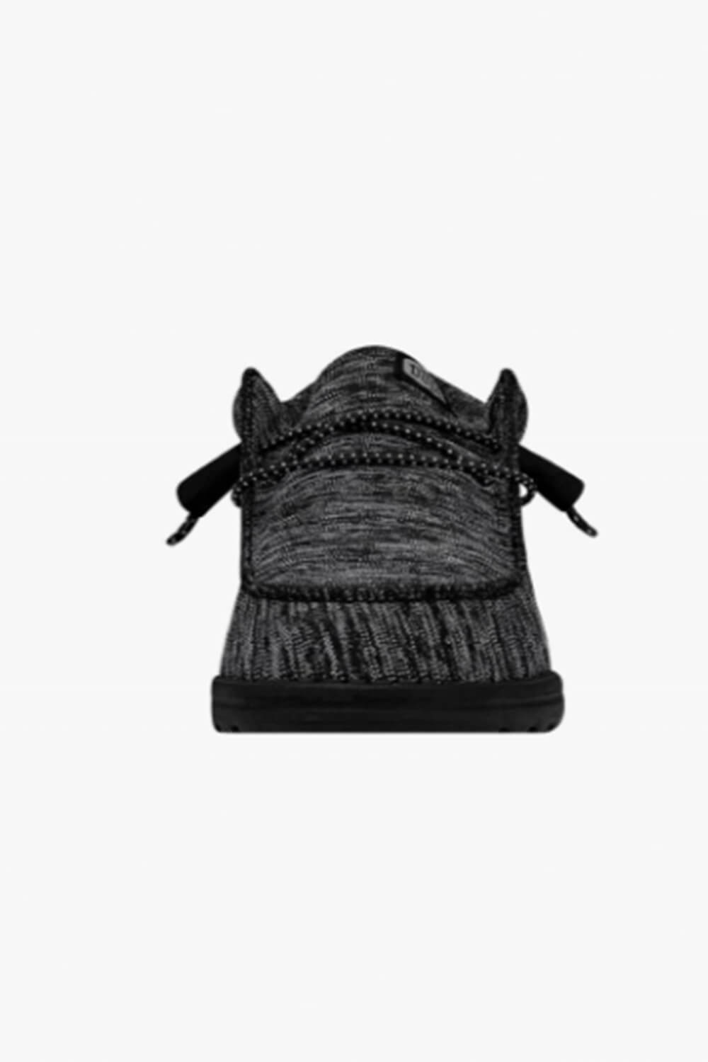 HEYDUDE Men's Wally Sport Knit Shoes in Black/Black