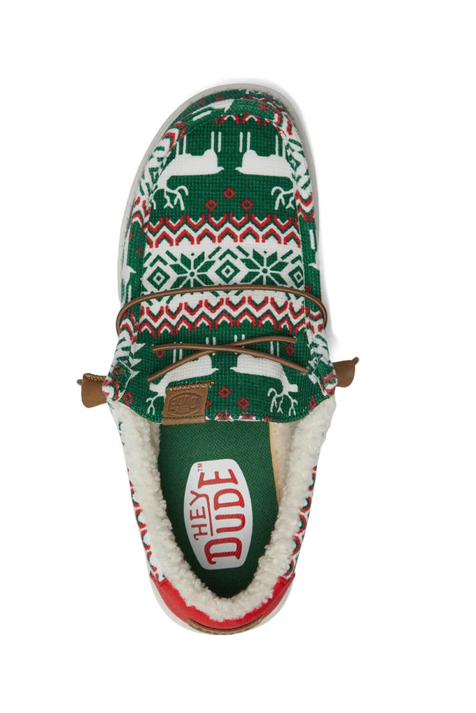 HEYDUDE Men's Wally Ugly Sweater Lined Shoes in Green | 40791