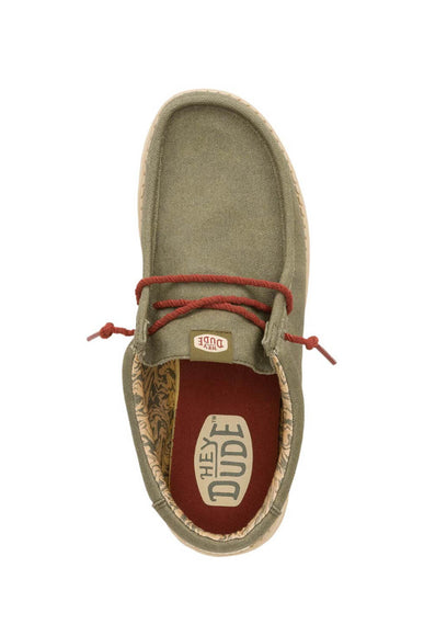 HEYDUDE Men’s Wally Waxed Canvas Shoes in Olive