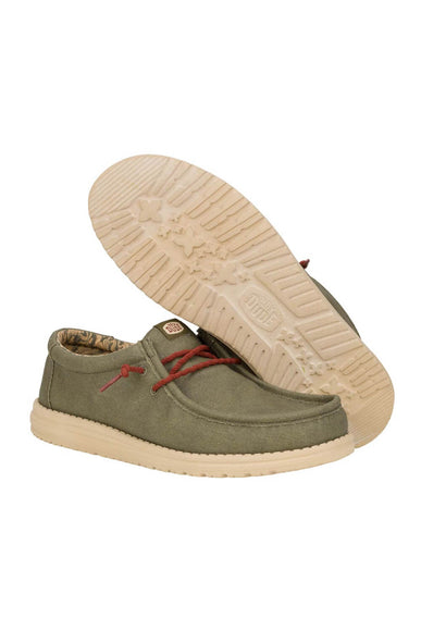 HEYDUDE Men’s Wally Waxed Canvas Shoes in Olive