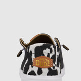 HEYDUDE Women’s Wendy Cow Print Shoes in Black/White