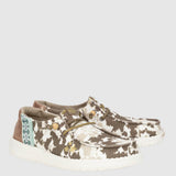 HEYDUDE Women’s Wendy Disco Cow Print Shoes in Tan