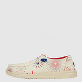 HEYDUDE Women’s Wendy Americana Firework Print Shoes in White