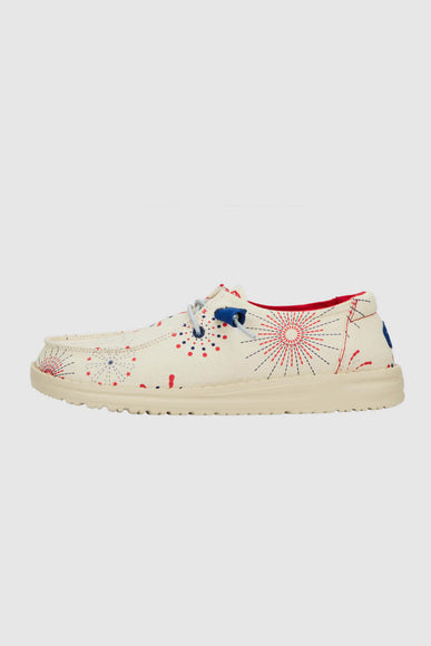 HEYDUDE Women’s Wendy Americana Firework Print Shoes in White