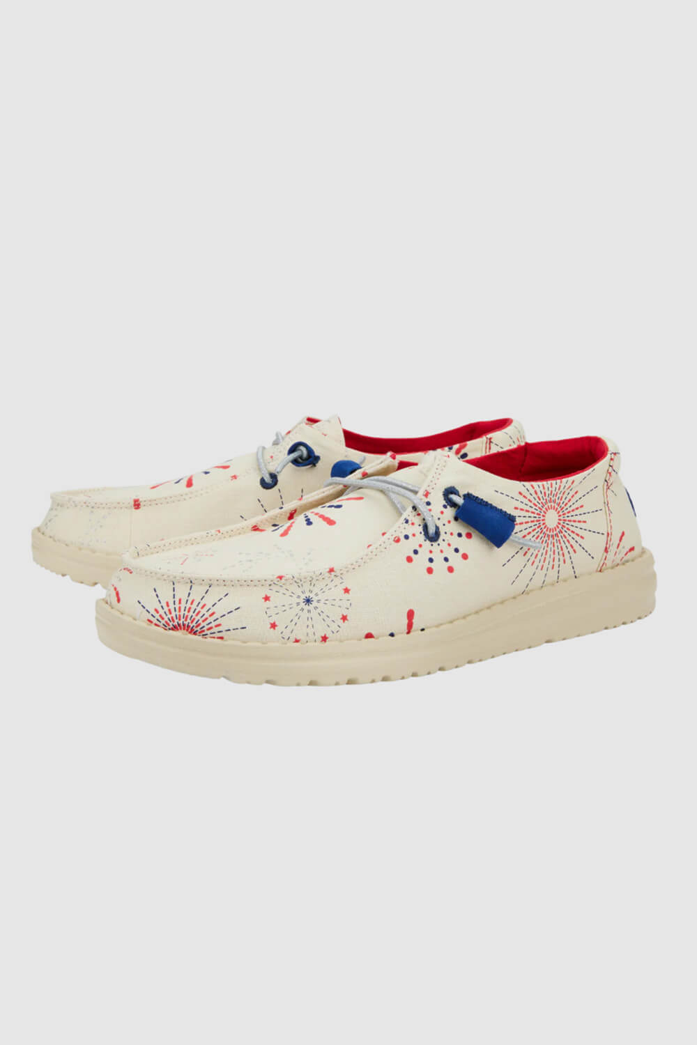 HEYDUDE Women&rsquo;s Wendy Americana Firework Print Shoes in White 