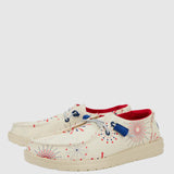 HEYDUDE Women’s Wendy Americana Firework Print Shoes in White