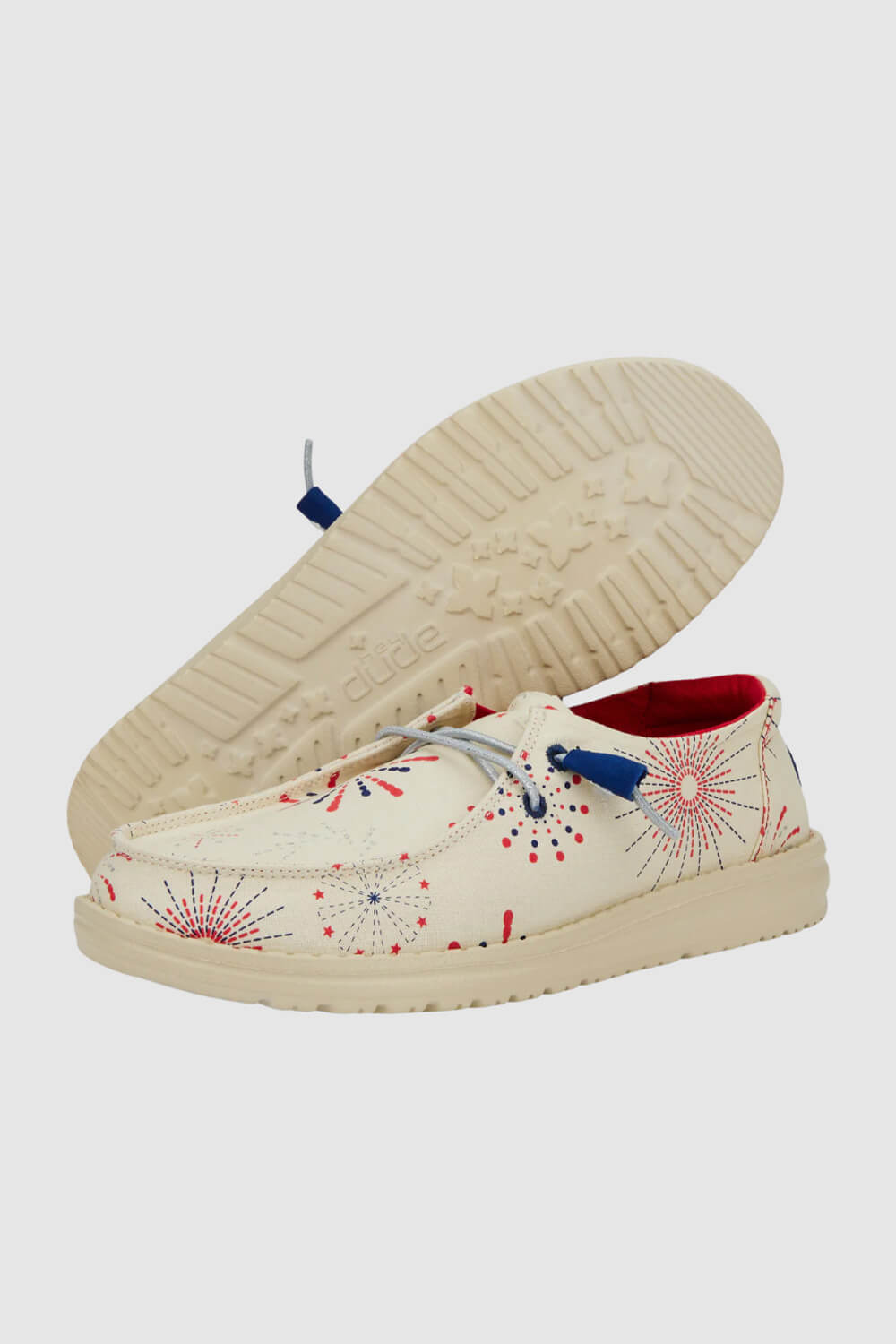 HEYDUDE Women&rsquo;s Wendy Americana Firework Print Shoes in White 