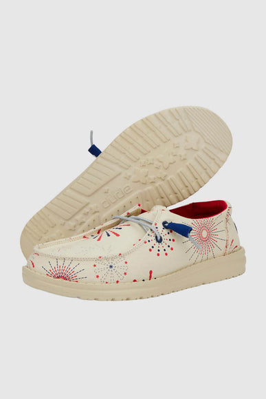 HEYDUDE Women’s Wendy Americana Firework Print Shoes in White