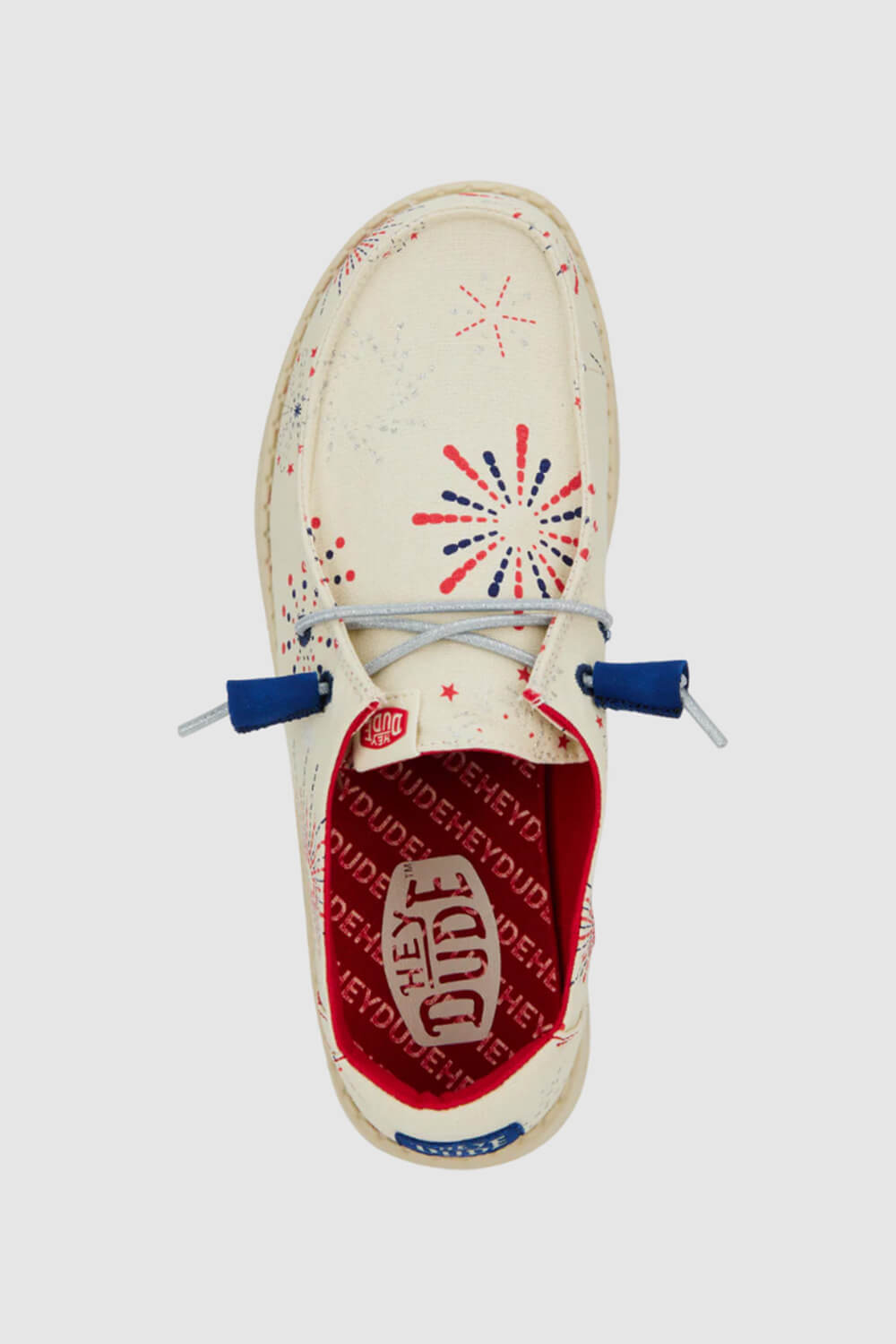 HEYDUDE Women&rsquo;s Wendy Americana Firework Print Shoes in White 