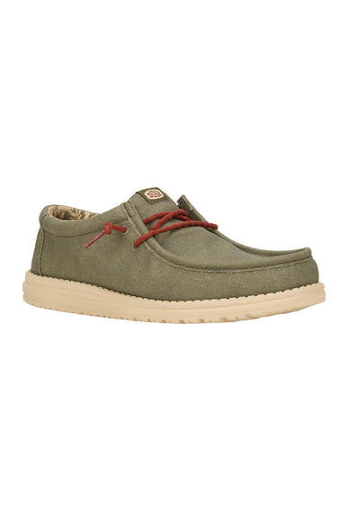 HEYDUDE Men’s Wally Waxed Canvas Shoes in Olive 