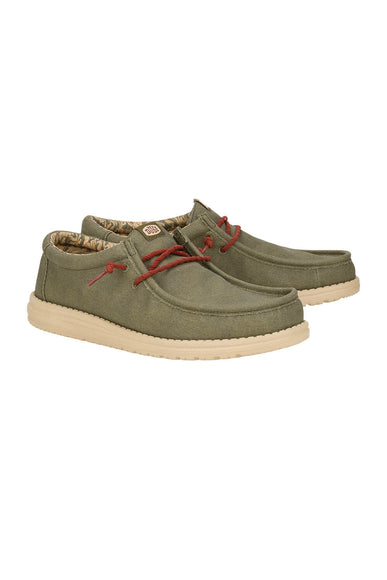 HEYDUDE Men’s Wally Waxed Canvas Shoes in Olive 