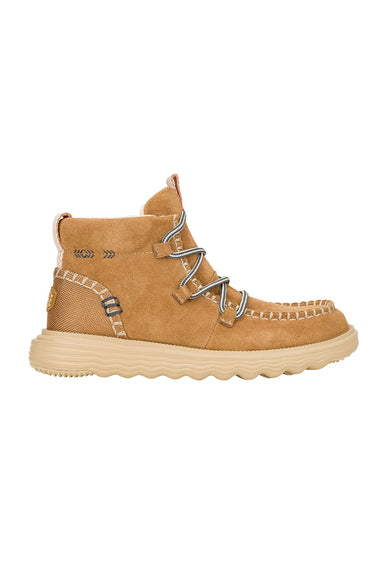 HEYDUDE Women’s Reyes Lace Up Leather Booties in Tan