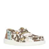 HEYDUDE Women’s Wendy Disco Cow Print Shoes in Tan