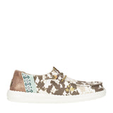 HEYDUDE Women’s Wendy Disco Cow Print Shoes in Tan