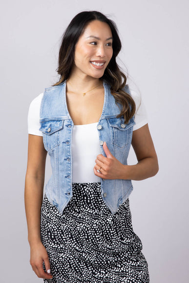 Hidden Denim Button Up Vest for Women