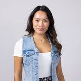 Hidden Denim Button Up Vest for Women