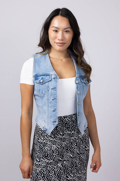 Hidden Denim Button Up Vest for Women