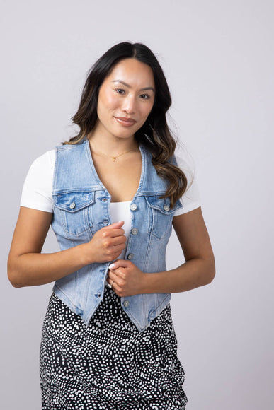 Hidden Denim Button Up Vest for Women