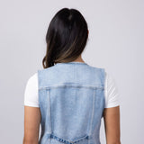 Hidden Denim Button Up Vest for Women