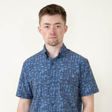 Huk Fishing Kona Batiki Button Down Shirt for Men in Blue
