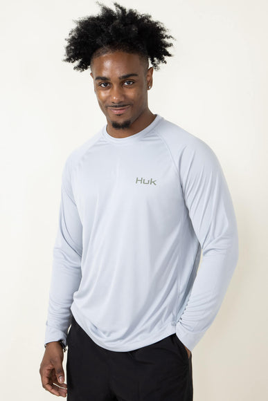 Huk Fishing Pursuit Ambush Long-Sleeve T-Shirt for Men in Grey