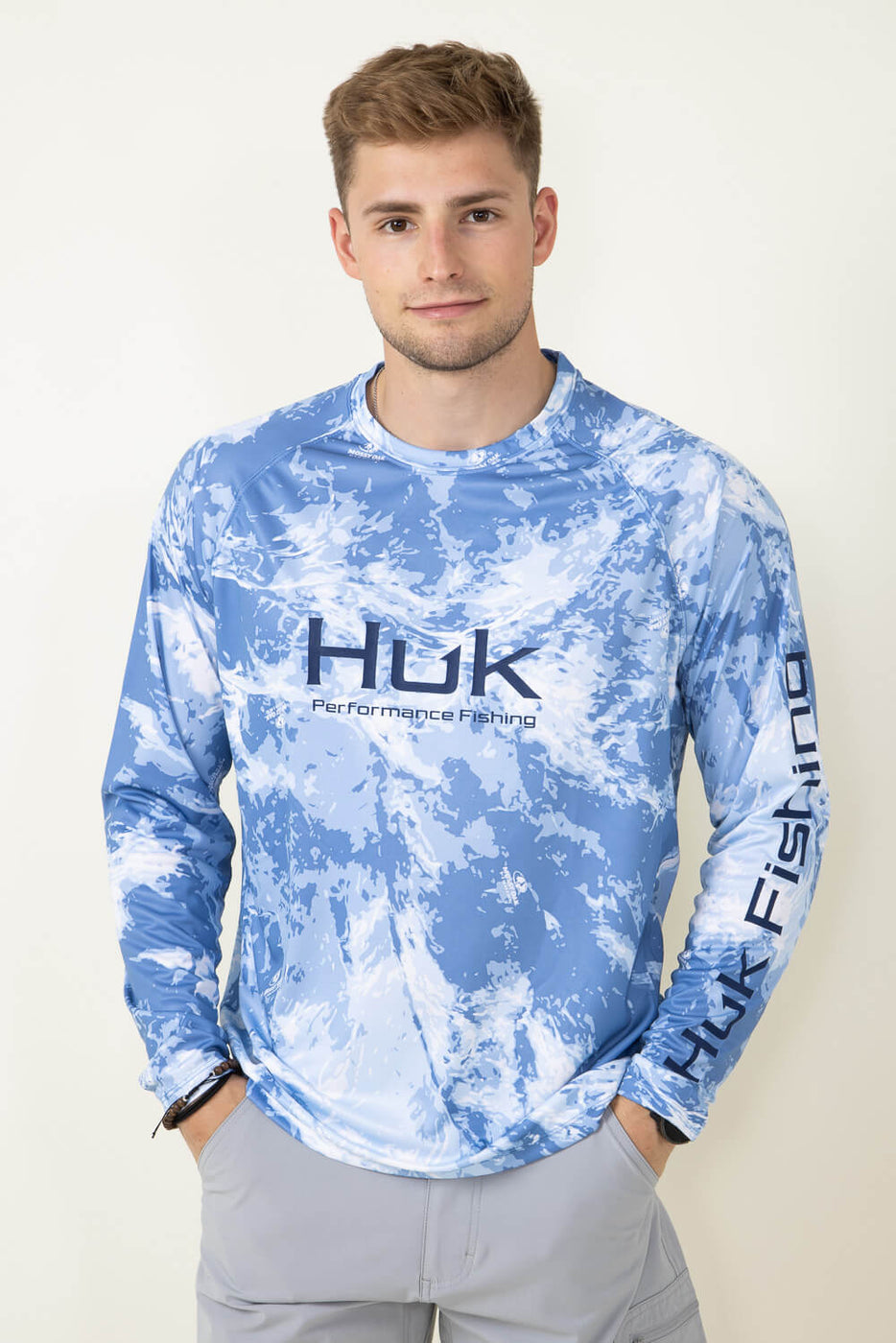 Huk, Shirts, Mens Huk Fishing Performance Long Sleeve Crewneck Shirt Blue  Xl Graphic Logo