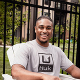 Huk Fishing Huk Stacked Logo T-Shirt for Men in Grey