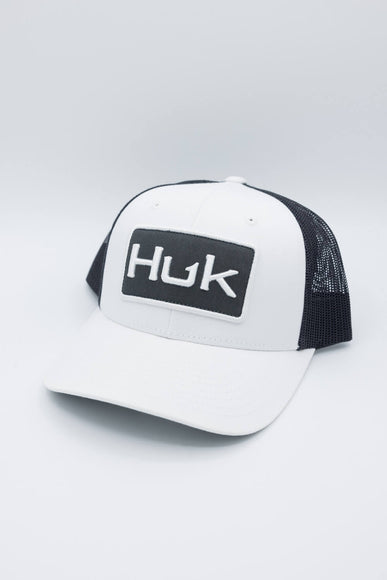 Huk Fishing Youth Logo Trucker Hat for Boys in White