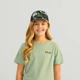 Huk Fishing Youth KC Fill T-Shirt for Girls in Fog Green