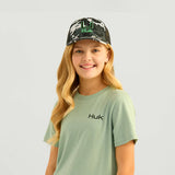 Huk Fishing Youth KC Fill T-Shirt for Girls in Fog Green