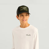 Huk Fishing Youth Graphic Pursuit Performance Shirt for Boys in White Bass