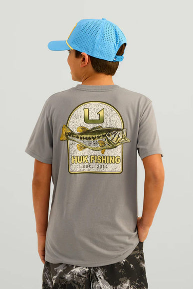 Huk Fishing Youth Badge Series T-Shirt for Boys in Night Owl