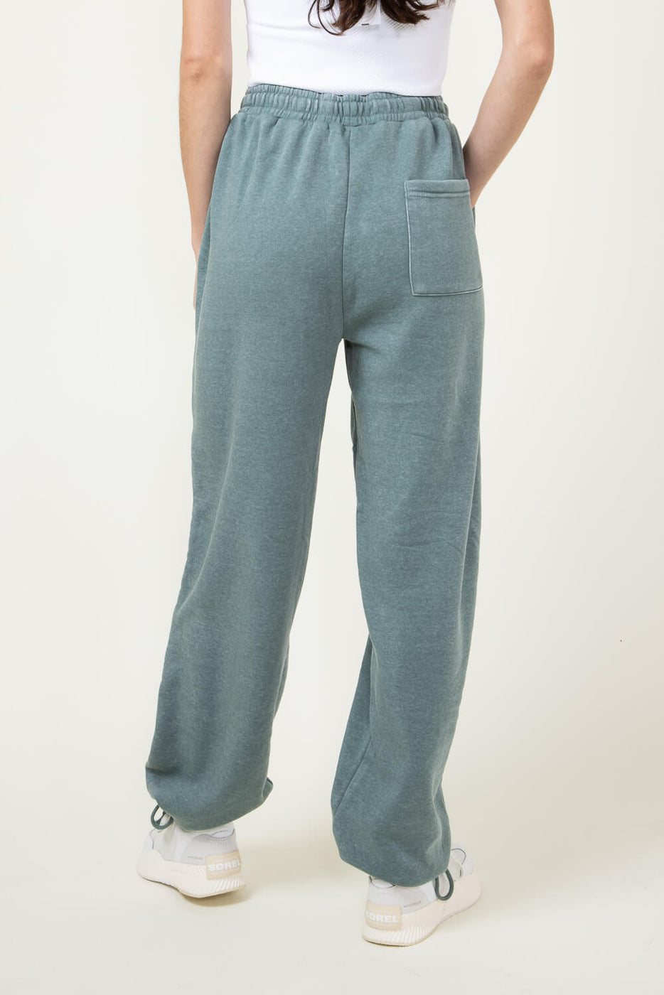 Extra Stitched Wide Leg Sweatpants for Women in Green | DZ24A840 