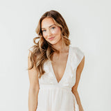  Hyfve Tiered Ruffle Back Tie Dress for Women in White