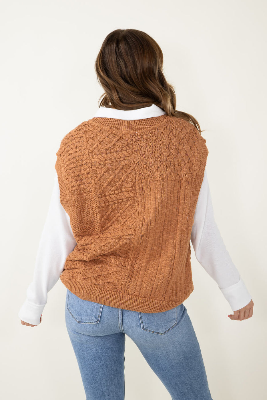 Illa Illa Knit Sweater Vest for Women in Brown Orange | IM7265 